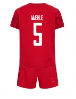 Dánsko Joakim Maehle #5 Domácí dres pro děti MS 2022 Krátký Rukáv (+ trenýrky)